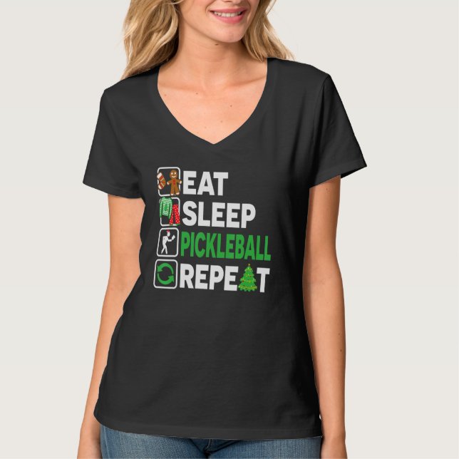 Eat Sleep Pickleball Repeat Christmas Pajama  Men  T-Shirt (Front)