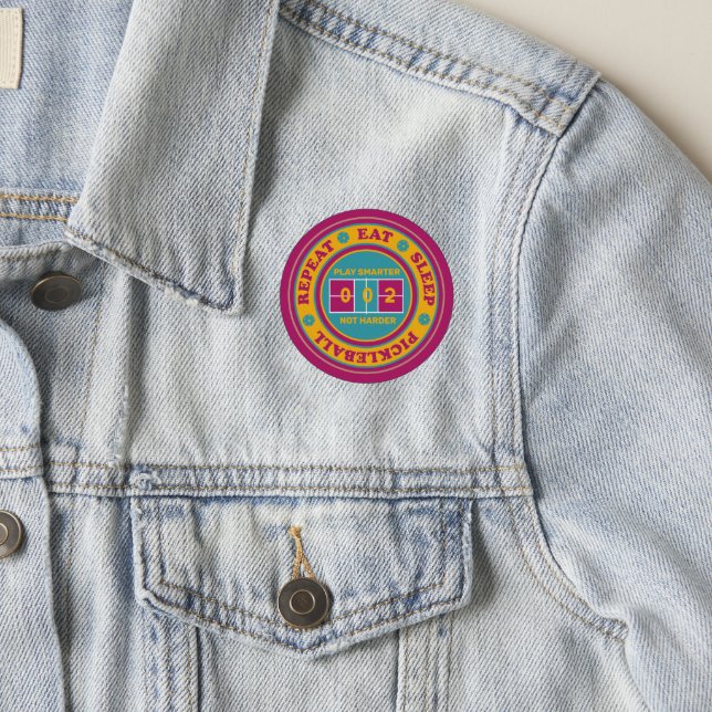 Eat, sleep, Pickleball, repeat, maroon custom text Patch (On Jacket)