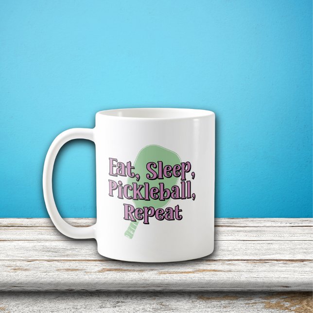 Eat Sleep Pickleball Repeat on a Pickleball Paddle Coffee Mug (Creator Uploaded)