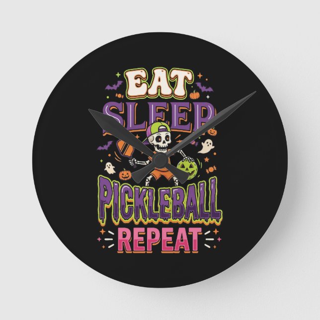 Eat Sleep Pickleball Repeat Pickleball  Round Clock (Front)
