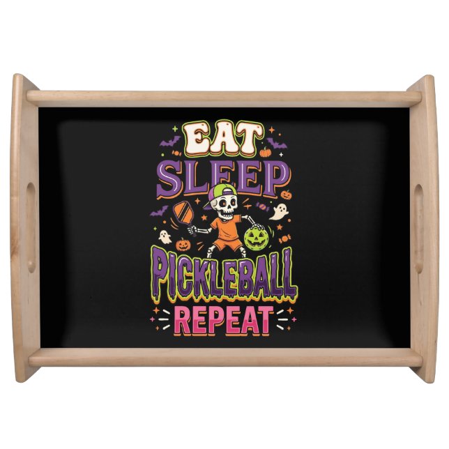  Eat Sleep Pickleball Repeat Pickleball Serving Tray (Front)