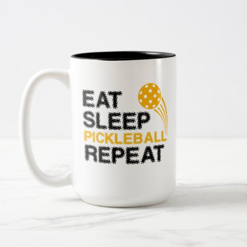 Eat Sleep Pickleball Repeat Player Funny Two_Tone Coffee Mug