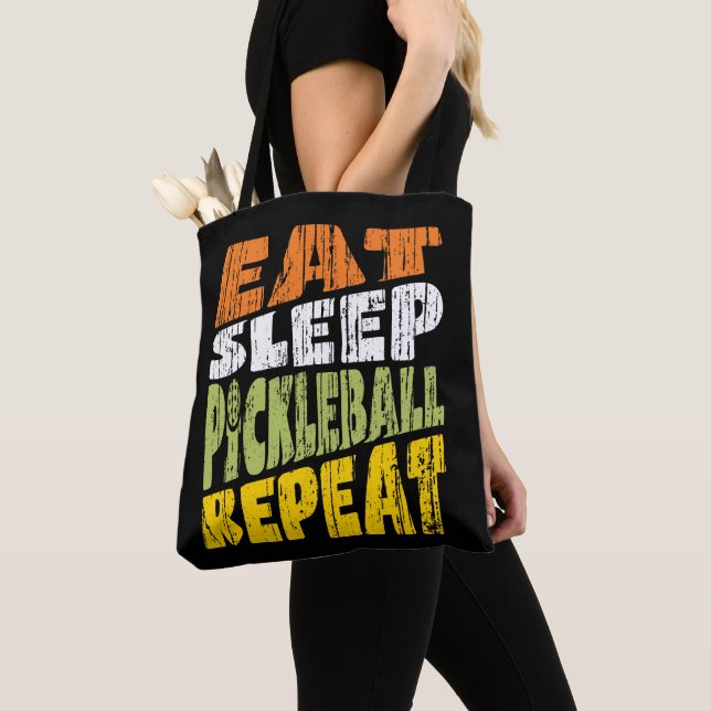 Eat Sleep Pickleball Repeat Tote Bag (Close Up)