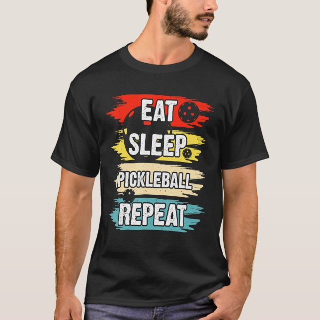 Eat Sleep Pickleball Repeat Vintage Retro T-Shirt (Front)