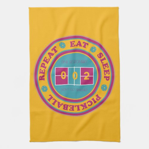 Eat sleep Pickleball repeat yellow Kitchen Towel