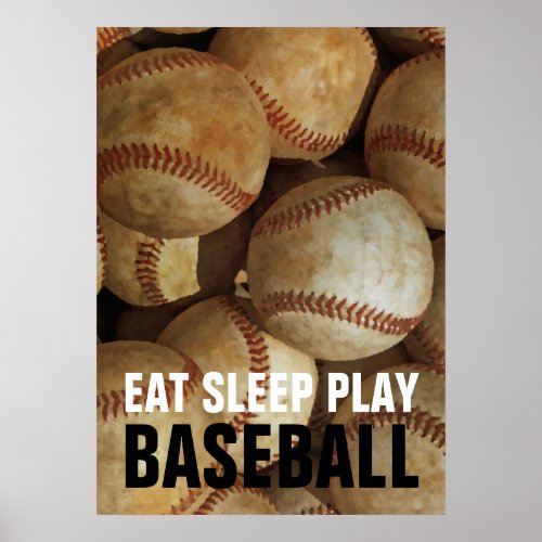 Eat Sleep Play Baseball Artwork Poster