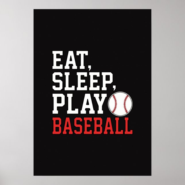 Eat Sleep Play Baseball Funny Baseball Quote Poster (Front)