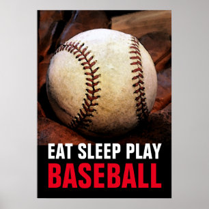 Eat Sleep Play Baseball Motivational Poster