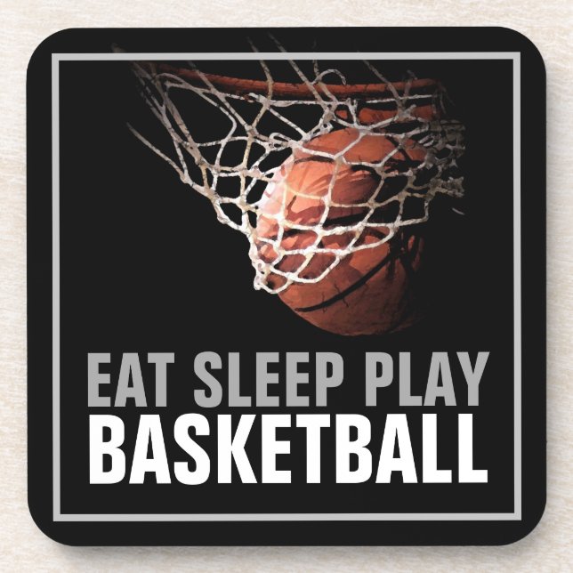 Eat Sleep Play Basketball Artwork Motivational Beverage Coaster (Front)