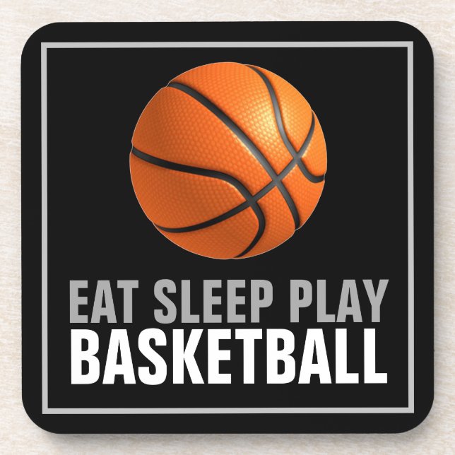 Eat Sleep Play Basketball Artwork Motivational Beverage Coaster (Front)