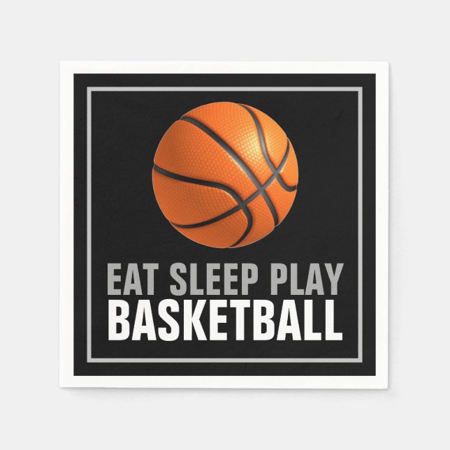 Eat Sleep Play Basketball Artwork Motivational Napkins (Front)