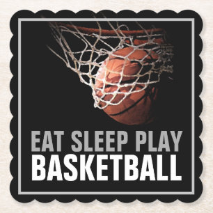 Eat Sleep Play Basketball Artwork Motivational Paper Coaster