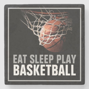 Eat Sleep Play Basketball Artwork Motivational Stone Coaster