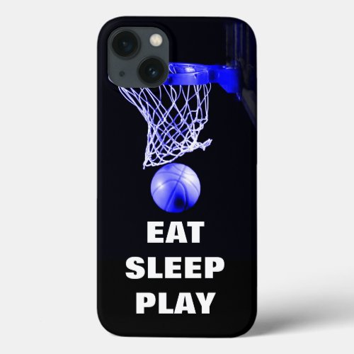 Eat Sleep Play Basketball Blue Black iPhone 13 Case