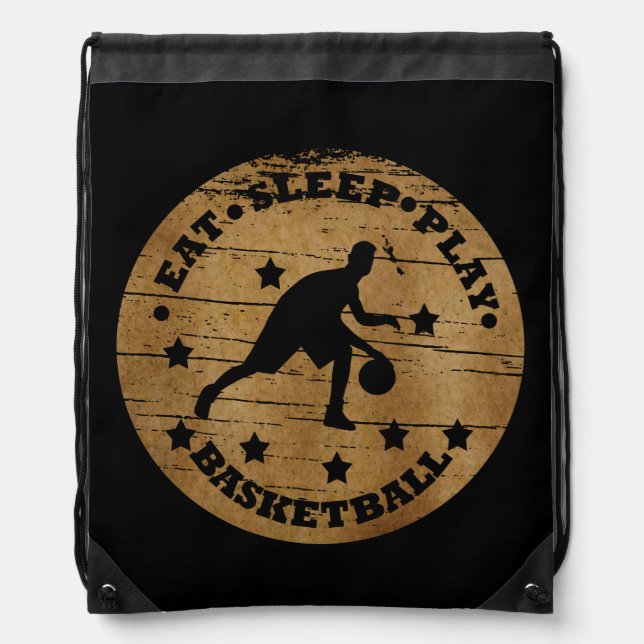 Eat sleep play basketball drawstring bag (Front)