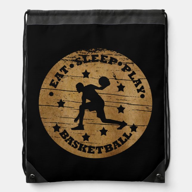 Eat sleep play basketball drawstring bag (Front)