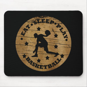 Eat sleep play basketball mouse pad