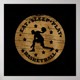 Eat sleep play basketball poster