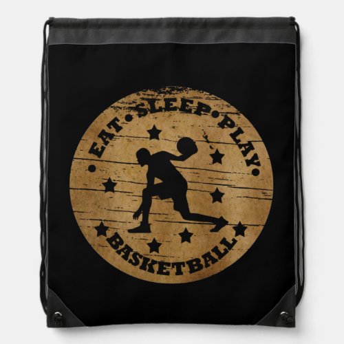 Eat sleep play basketball retro player drawstring bag