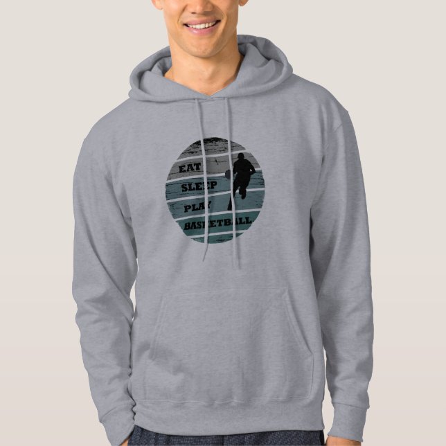Eat sleep play basketball retro player hoodie (Front)