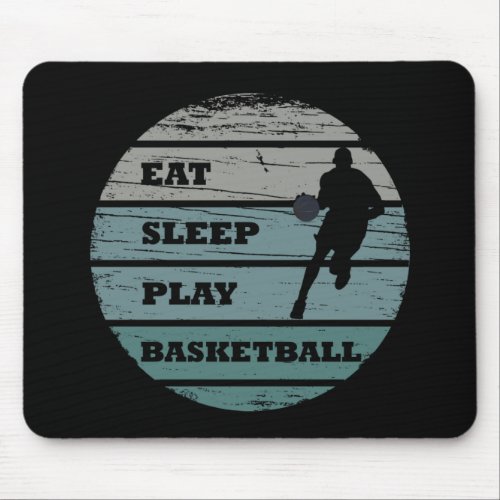 Eat sleep play basketball retro player mouse pad