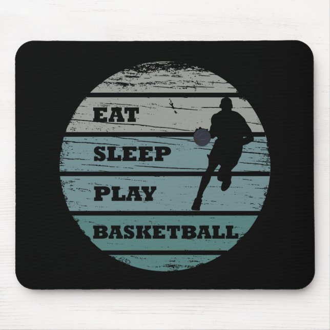 Eat sleep play basketball retro player mouse pad (Front)