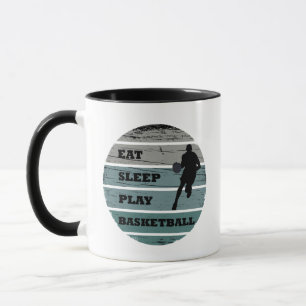 Eat sleep play basketball retro player mug
