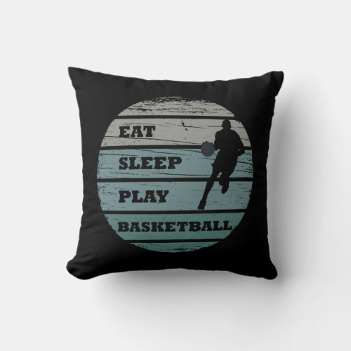 eat sleep play basketball throw pillow