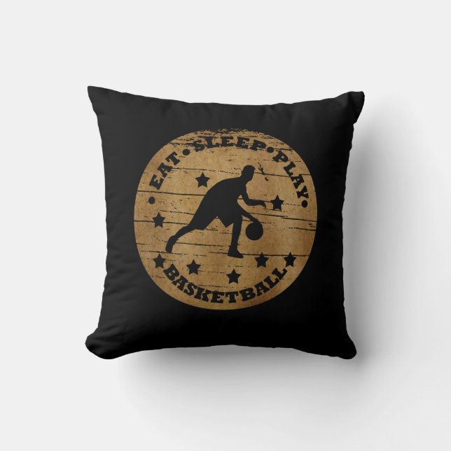 Eat sleep play basketball throw pillow (Front)