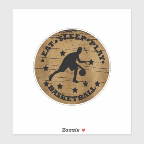 Eat sleep play basketball vintage retro sticker