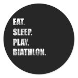 eat sleep play biathlon classic round sticker