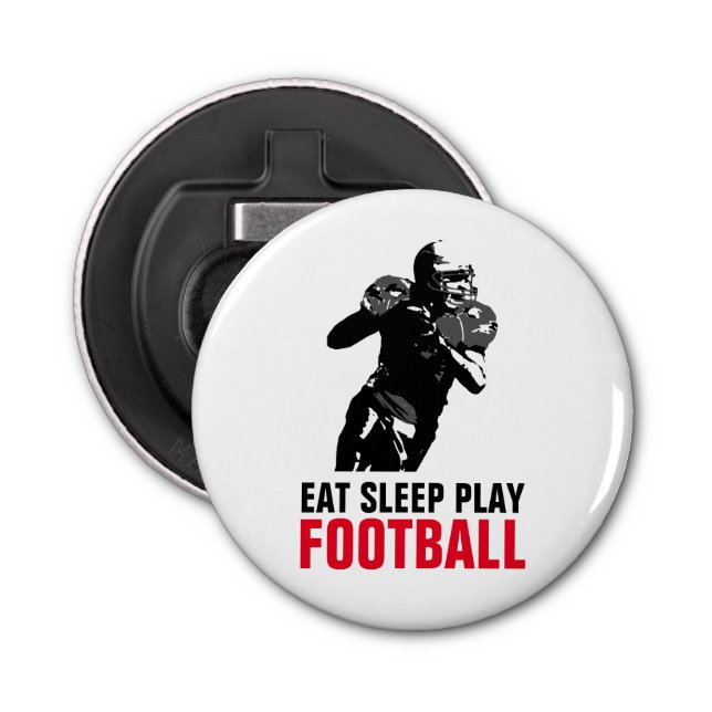Eat Sleep Play Black & White Football Pop Art Bottle Opener (Front)
