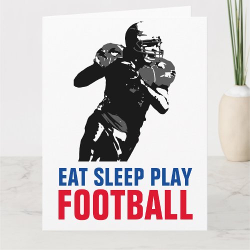 Eat Sleep Play Black  White Football Pop Art Card