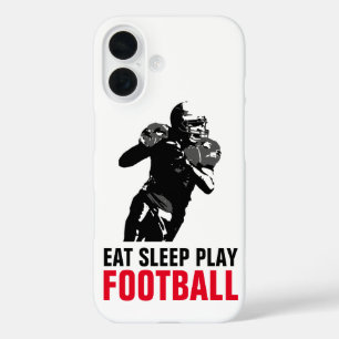 Eat Sleep Play Black & White Football Pop Art iPhone 16 Case