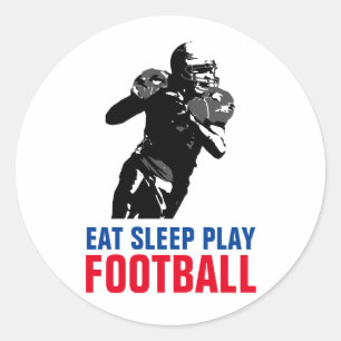 Eat Sleep Play Black & White Football Pop Art Classic Round Sticker