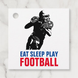 Eat Sleep Play Black & White Football Pop Art Favor Tags