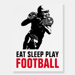 Eat Sleep Play Black & White Football Pop Art Foam Board