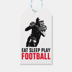 Eat Sleep Play Black & White Football Pop Art Gift Tags