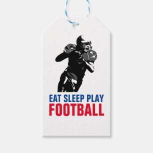Eat Sleep Play Black & White Football Pop Art Gift Tags