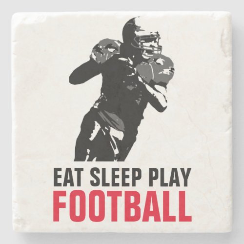 Eat Sleep Play Black  White Football Pop Art Stone Coaster