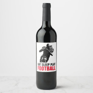 Eat Sleep Play Black & White Football Pop Art Wine Label