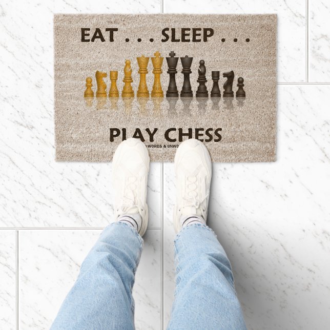 Eat ... Sleep ... Play Chess Reflective Chess Set Fiber Doormat (Insitu)