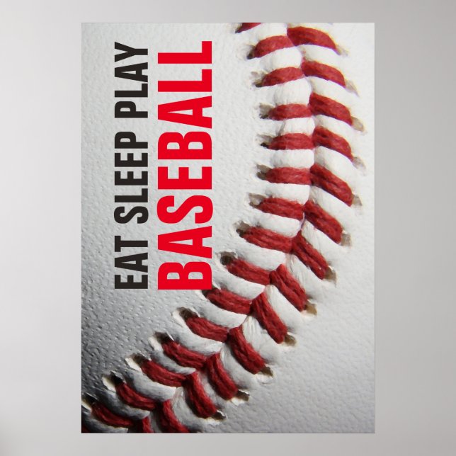 Eat Sleep Play Close-up Baseball Poster (Front)