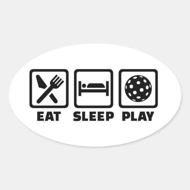 Eat Sleep Play Floorball Oval Sticker (Front)