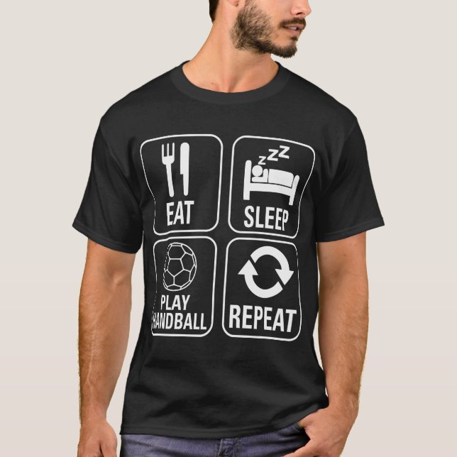 Eat Sleep Play Handball Repeat Lifestyle Tshirt (Front)