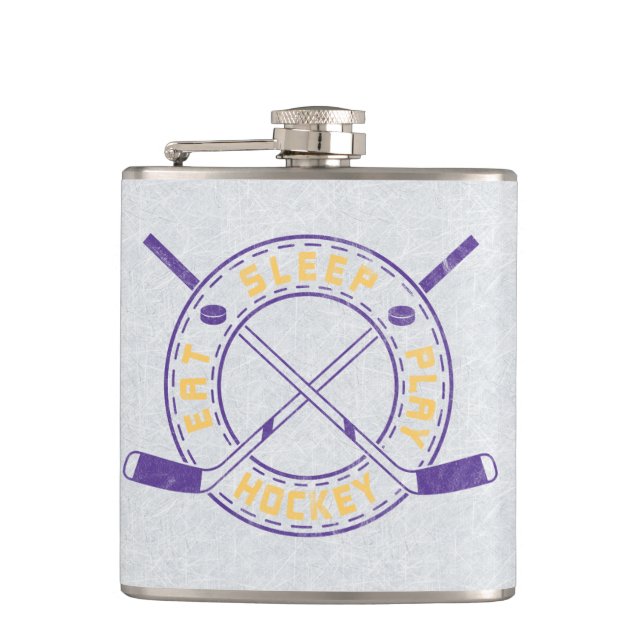 Eat Sleep Play Hockey Hip Flask (Front)