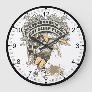 Eat, Sleep Play Rugby Large Clock