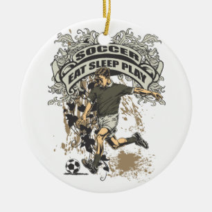 Eat, Sleep, Play Soccer Ceramic Ornament