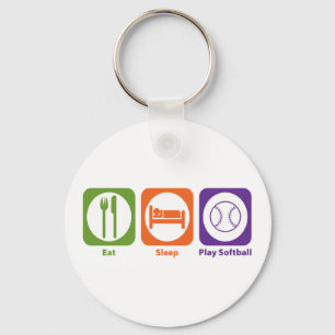 Eat Sleep Play Softball Keychain