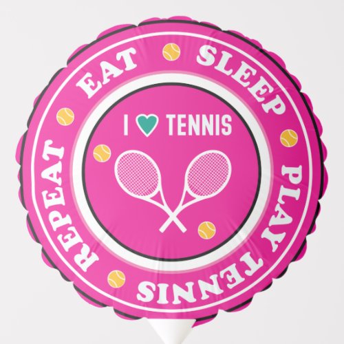 Eat sleep play tennis medium custom text balloon